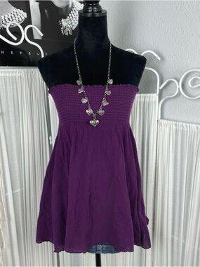 victorias secret y2k dark purple fairycore strapless flowy top